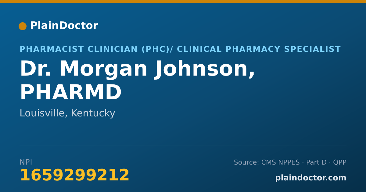 Shareable card for Morgan Johnson, PHARMD - Pharmacist Clinician (PhC)/ Clinical Pharmacy Specialist, Louisville, KY