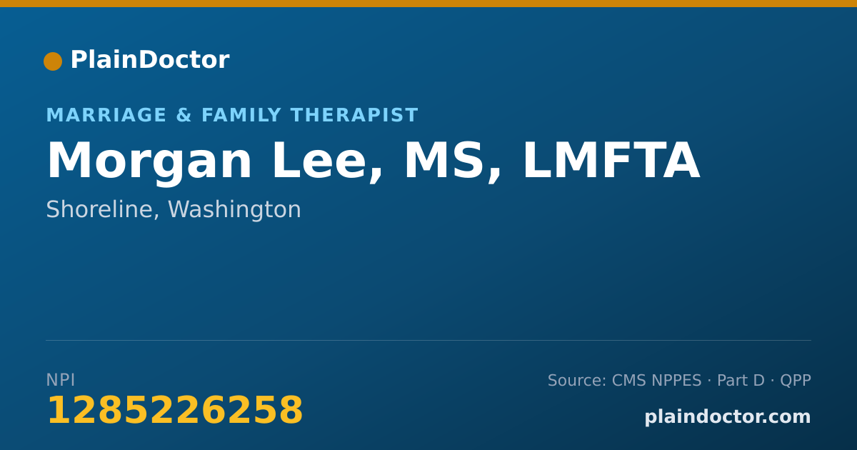 Shareable card for Morgan Lee, MS, LMFTA - Marriage & Family Therapist, Shoreline, WA