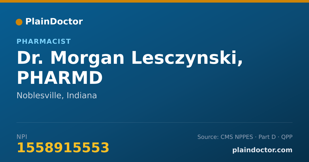 Shareable card for Morgan Lesczynski, PHARMD - Pharmacist, Noblesville, IN