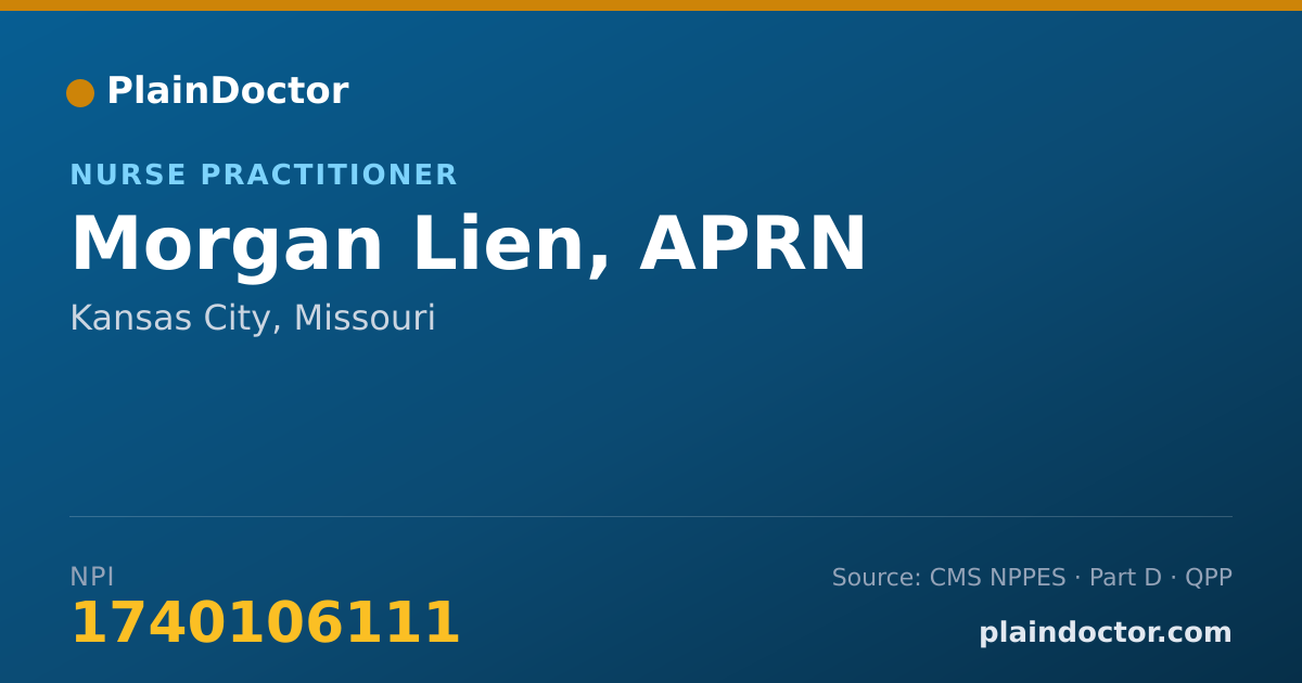 Shareable card for Morgan Lien, APRN - Nurse Practitioner, Kansas City, MO