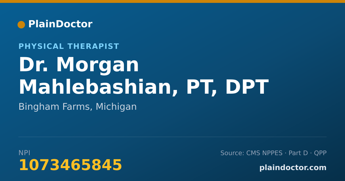 Shareable card for Morgan Mahlebashian, PT, DPT - Physical Therapist, Bingham Farms, MI