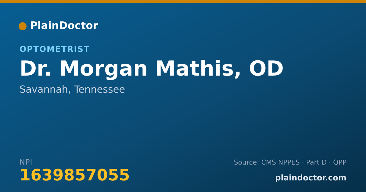 Shareable card for Morgan Mathis, OD - Optometrist, Savannah, TN