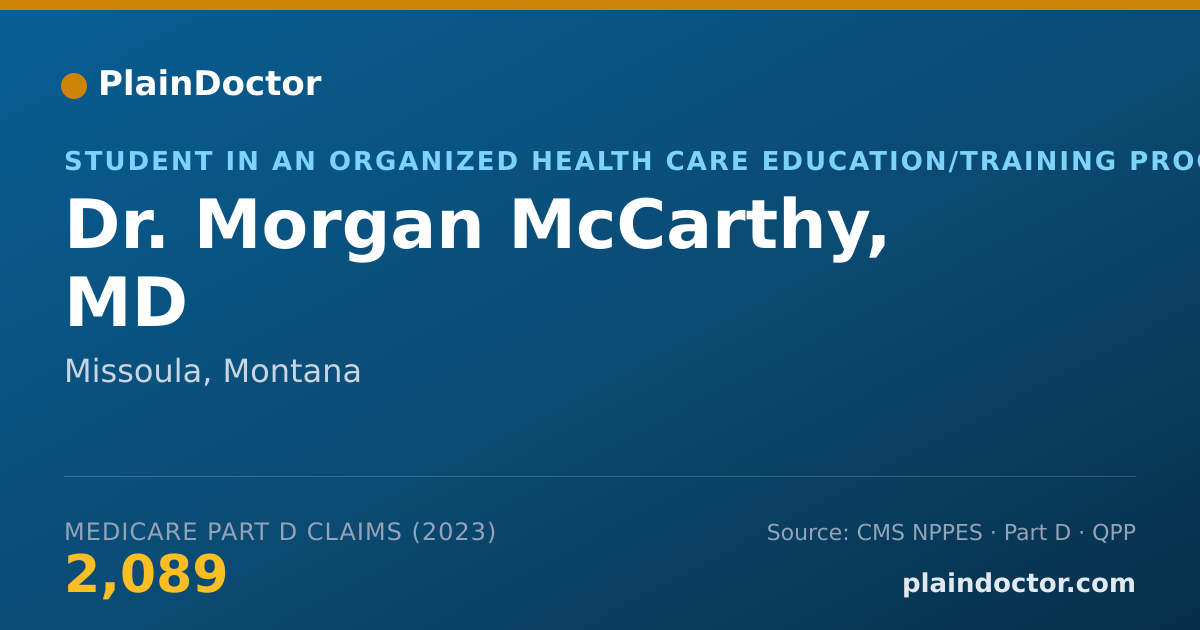 Shareable card for Morgan McCarthy, MD - Student in an Organized Health Care Education/Training Program, Missoula, MT