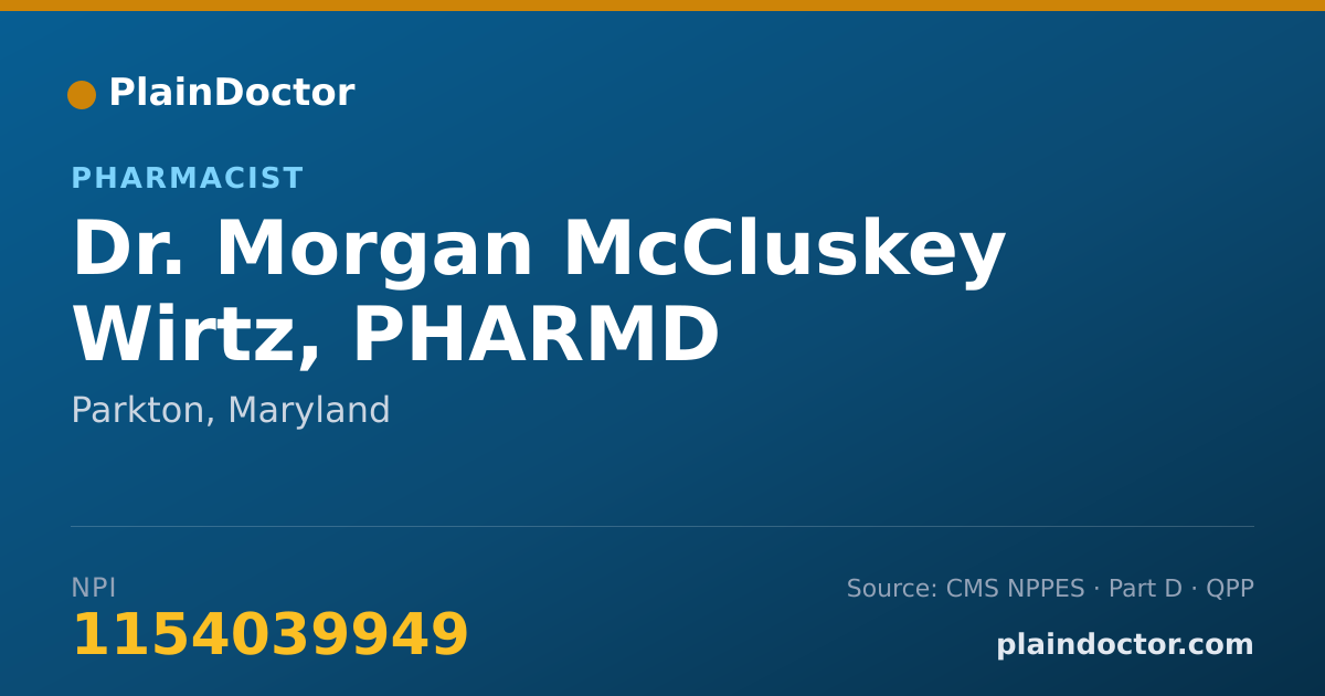 Shareable card for Morgan McCluskey Wirtz, PHARMD - Pharmacist, Parkton, MD