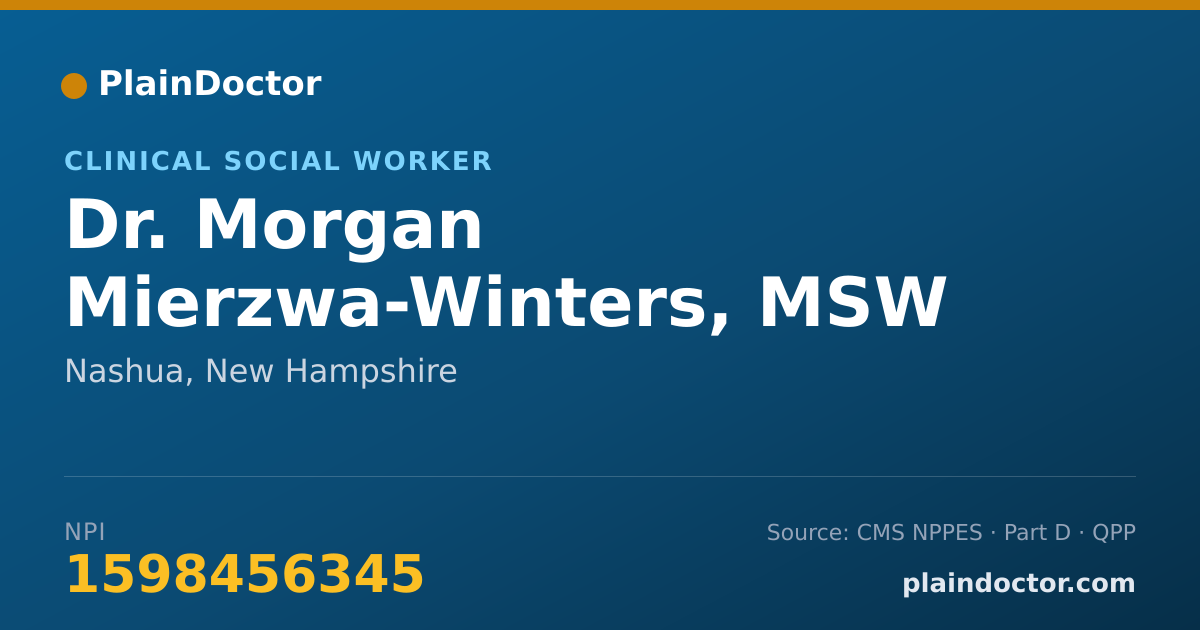 Shareable card for Morgan Mierzwa-Winters, MSW - Clinical Social Worker, Nashua, NH