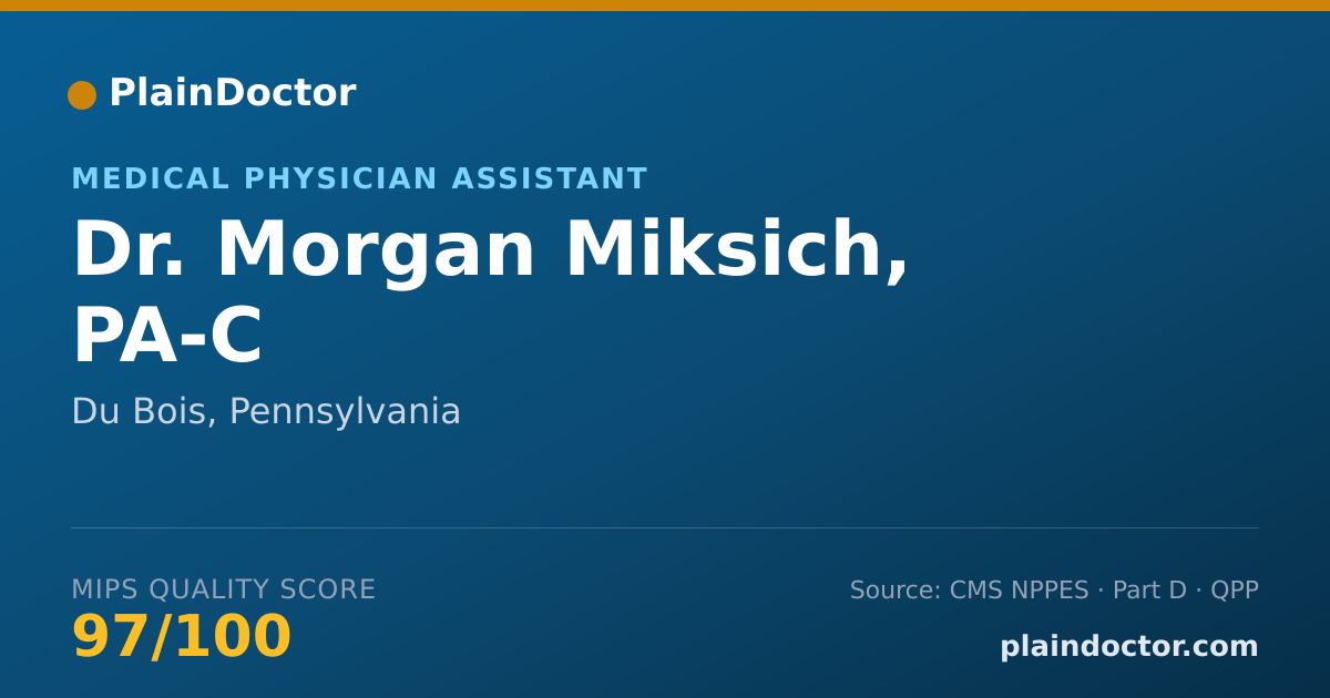 Shareable card for Morgan Miksich, PA-C - Medical Physician Assistant, Du Bois, PA