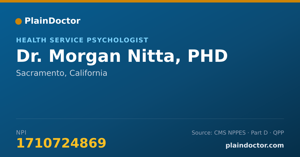 Shareable card for Morgan Nitta, PHD - Health Service Psychologist, Sacramento, CA