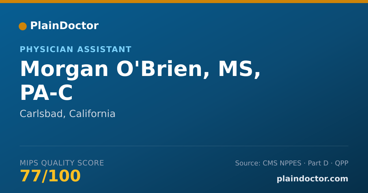 Shareable card for Morgan O'Brien, MS, PA-C - Physician Assistant, Carlsbad, CA