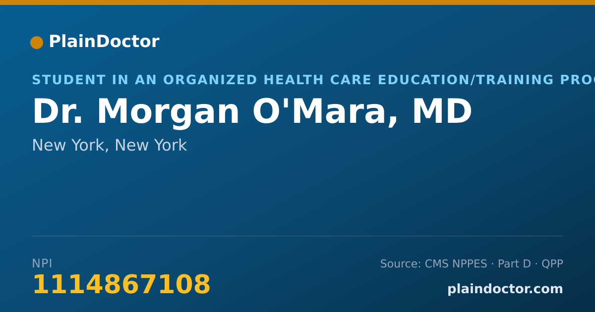 Shareable card for Morgan O'Mara, MD - Student in an Organized Health Care Education/Training Program, New York, NY