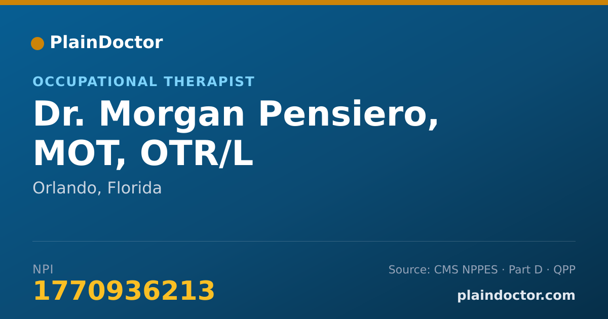 Shareable card for Morgan Pensiero, MOT, OTR/L - Occupational Therapist, Orlando, FL
