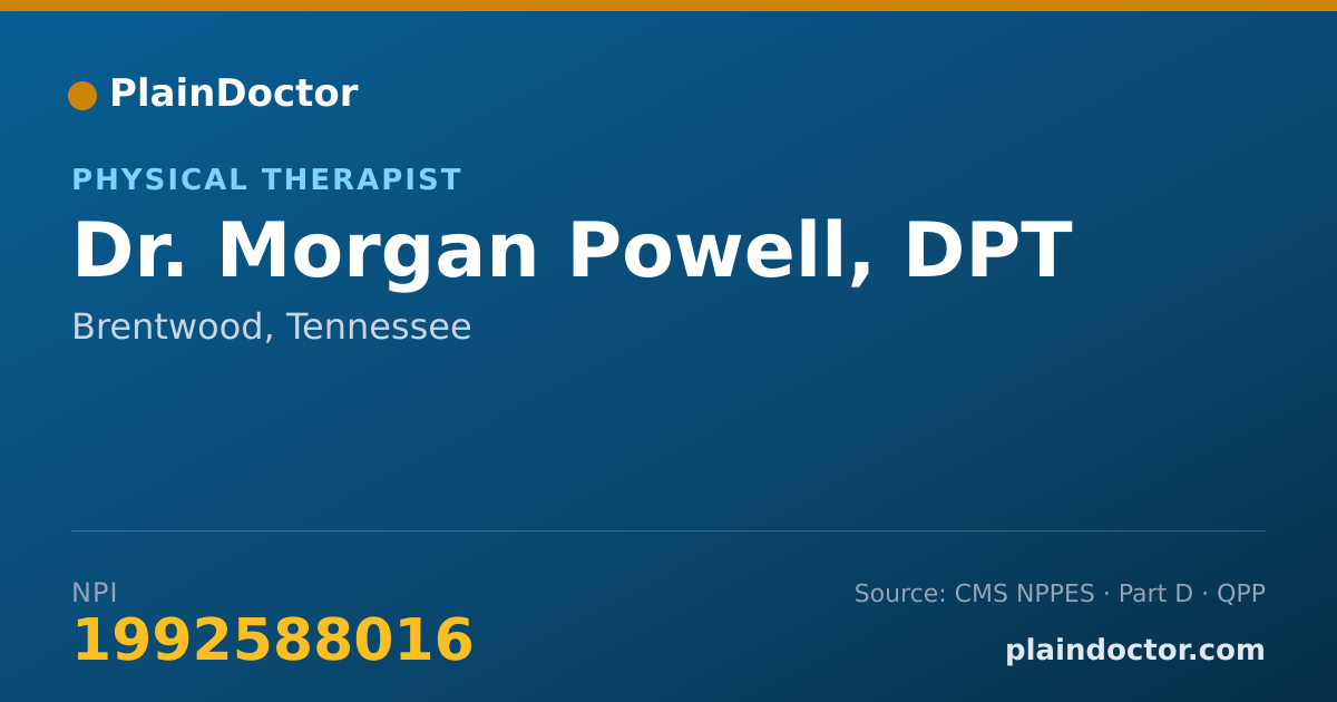 Shareable card for Morgan Powell, DPT - Physical Therapist, Brentwood, TN