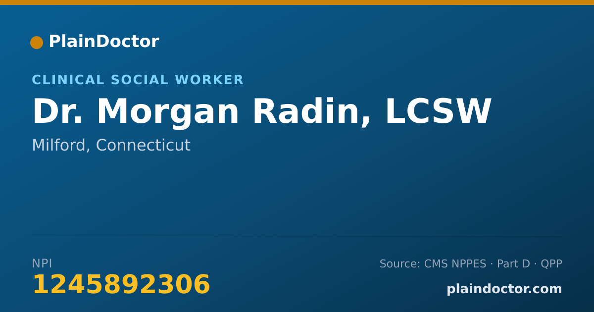 Shareable card for Morgan Radin, LCSW - Clinical Social Worker, Milford, CT