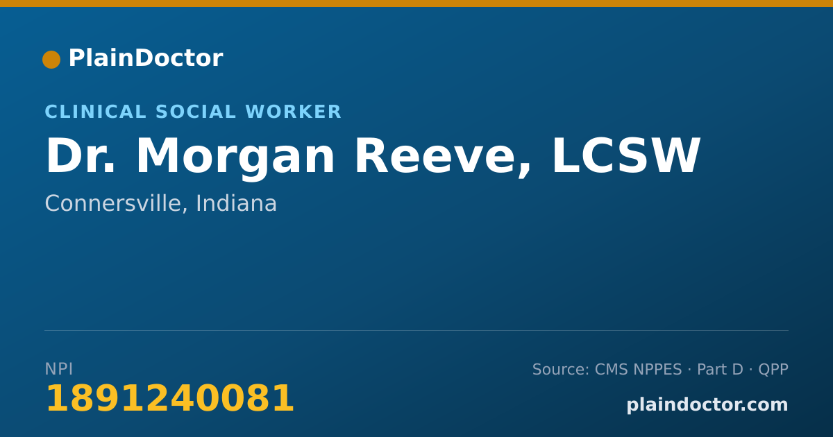 Shareable card for Morgan Reeve, LCSW - Clinical Social Worker, Connersville, IN
