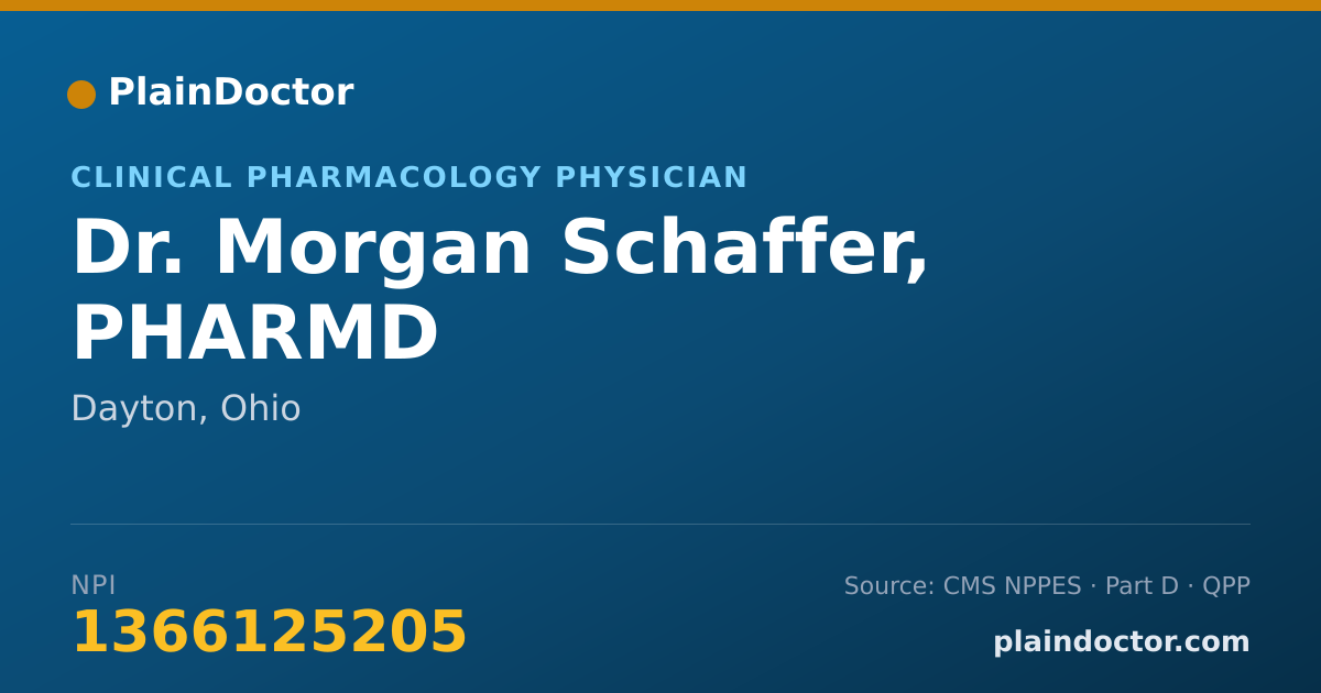 Shareable card for Morgan Schaffer, PHARMD - Clinical Pharmacology Physician, Dayton, OH