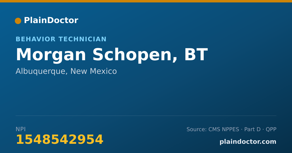 Shareable card for Morgan Schopen, BT - Behavior Technician, Albuquerque, NM