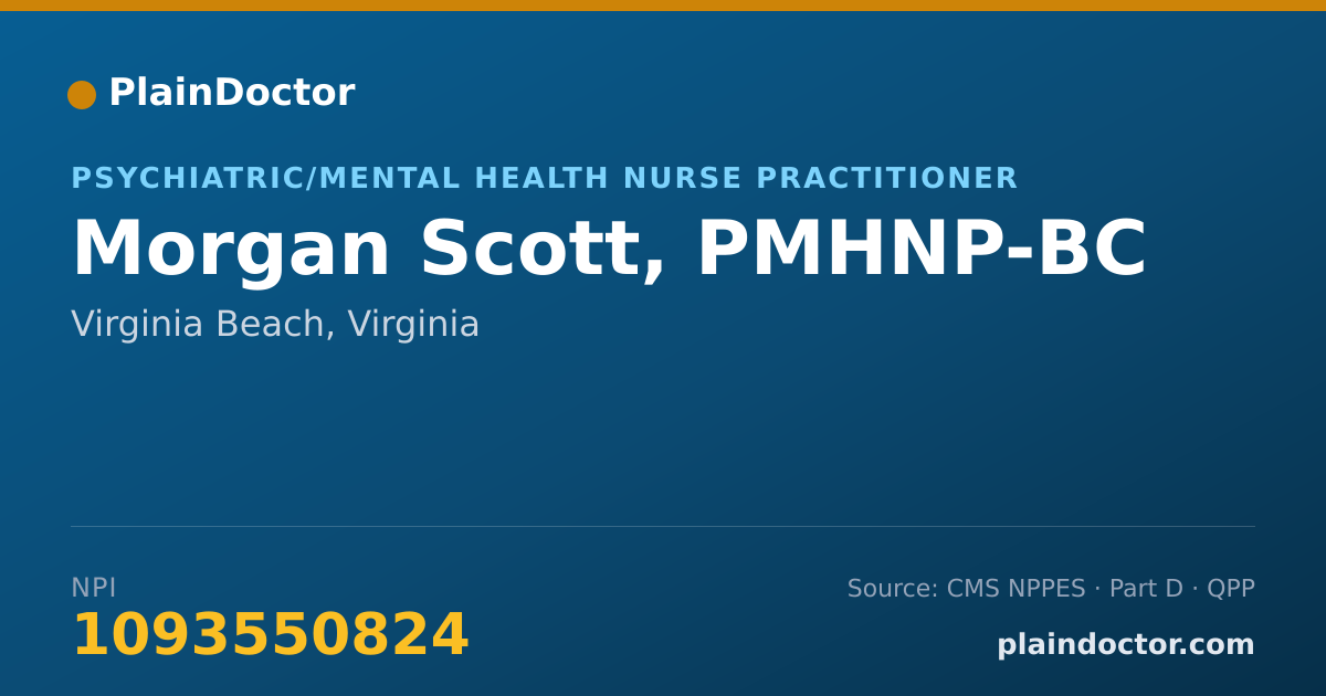 Shareable card for Morgan Scott, PMHNP-BC - Psychiatric/Mental Health Nurse Practitioner, Virginia Beach, VA