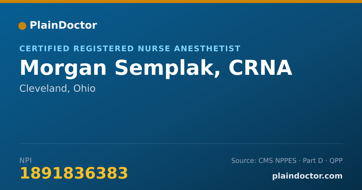 Shareable card for Morgan Semplak, CRNA - Certified Registered Nurse Anesthetist, Cleveland, OH