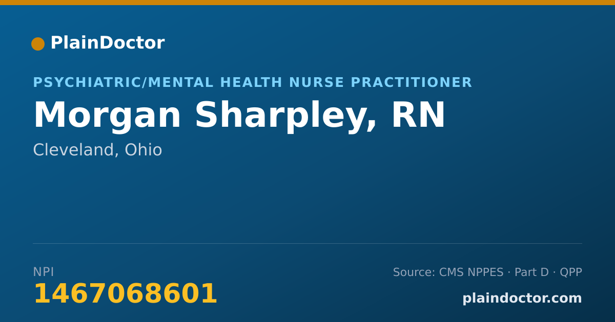 Shareable card for Morgan Sharpley, RN - Psychiatric/Mental Health Nurse Practitioner, Cleveland, OH