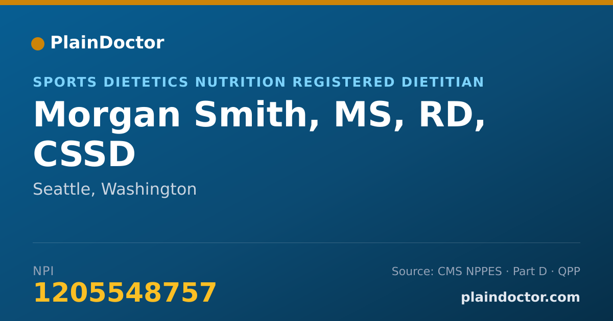 Shareable card for Morgan Smith, MS, RD, CSSD - Sports Dietetics Nutrition Registered Dietitian, Seattle, WA