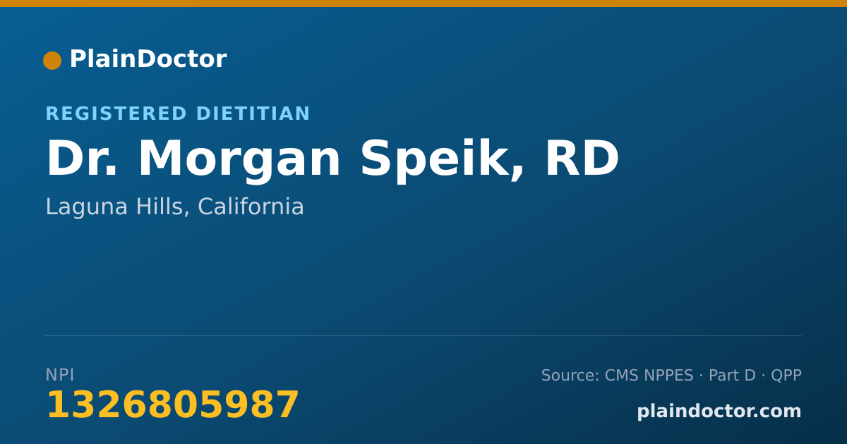 Shareable card for Morgan Speik, RD - Registered Dietitian, Laguna Hills, CA