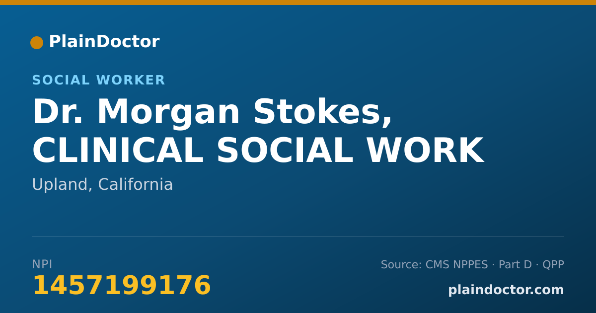 Shareable card for Morgan Stokes, CLINICAL SOCIAL WORK - Social Worker, Upland, CA