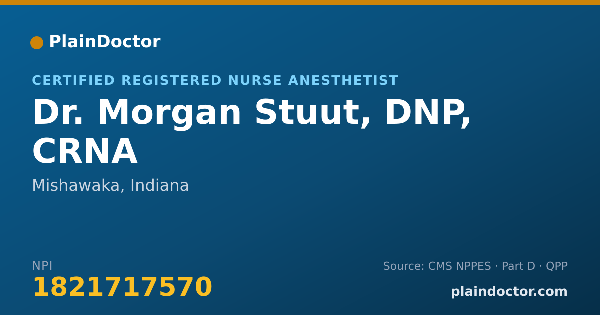 Shareable card for Morgan Stuut, DNP, CRNA - Certified Registered Nurse Anesthetist, Mishawaka, IN