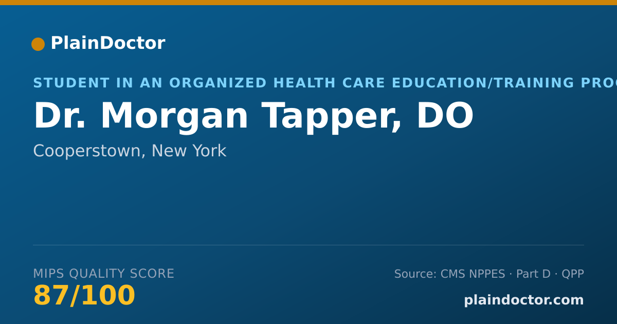 Shareable card for Morgan Tapper, DO - Student in an Organized Health Care Education/Training Program, Cooperstown, NY
