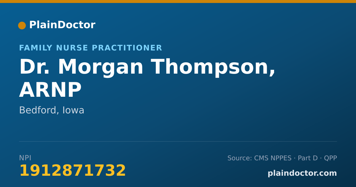 Shareable card for Morgan Thompson, ARNP - Family Nurse Practitioner, Bedford, IA