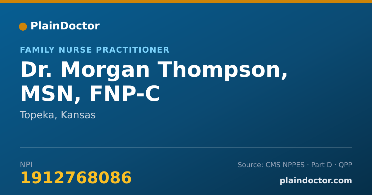 Shareable card for Morgan Thompson, MSN, FNP-C - Family Nurse Practitioner, Topeka, KS