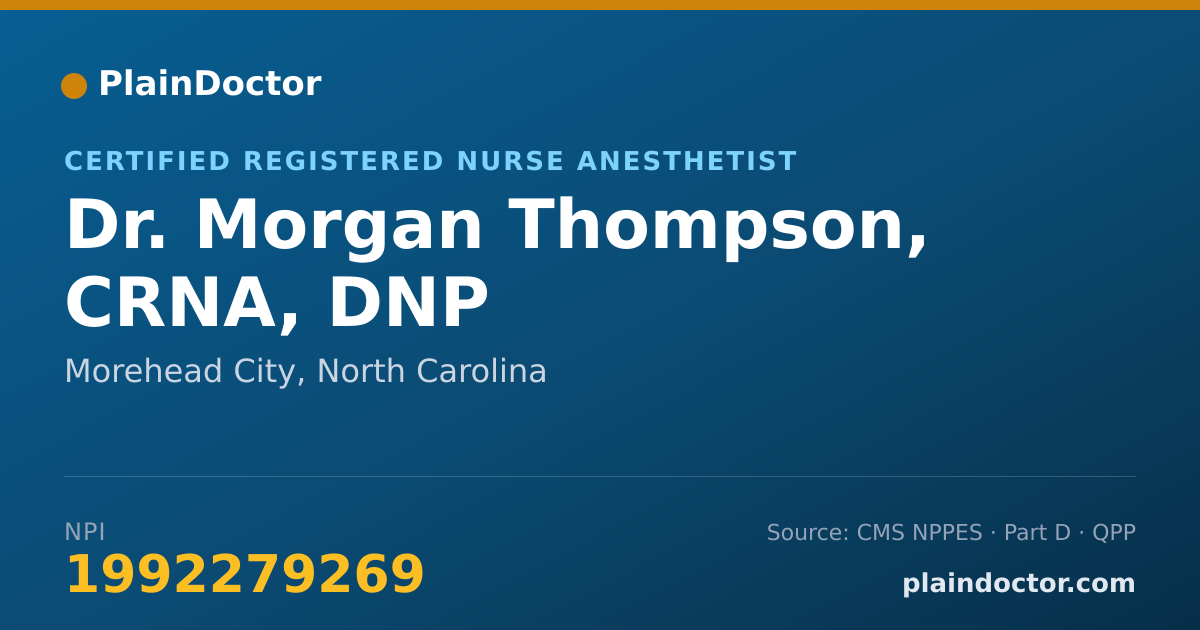 Shareable card for Morgan Thompson, CRNA, DNP - Certified Registered Nurse Anesthetist, Morehead City, NC
