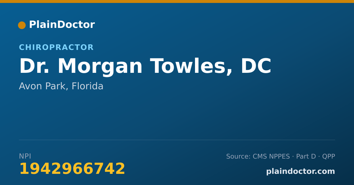 Shareable card for Morgan Towles, DC - Chiropractor, Avon Park, FL
