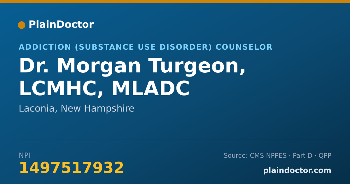 Shareable card for Morgan Turgeon, LCMHC, MLADC - Addiction (Substance Use Disorder) Counselor, Laconia, NH