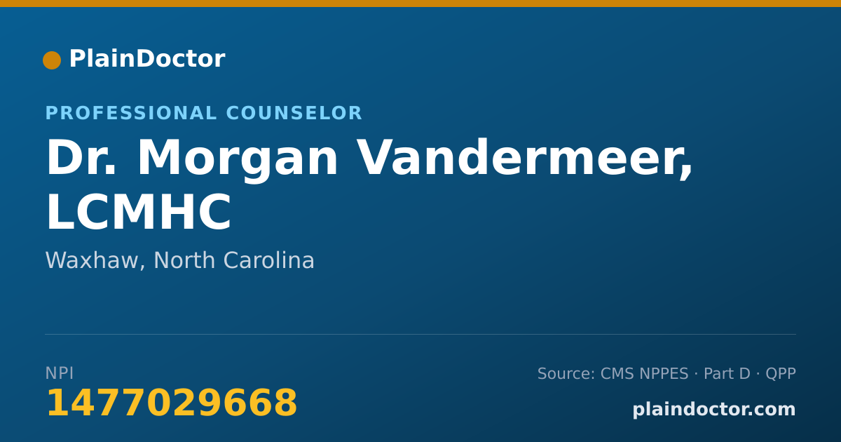 Shareable card for Morgan Vandermeer, LCMHC - Professional Counselor, Waxhaw, NC