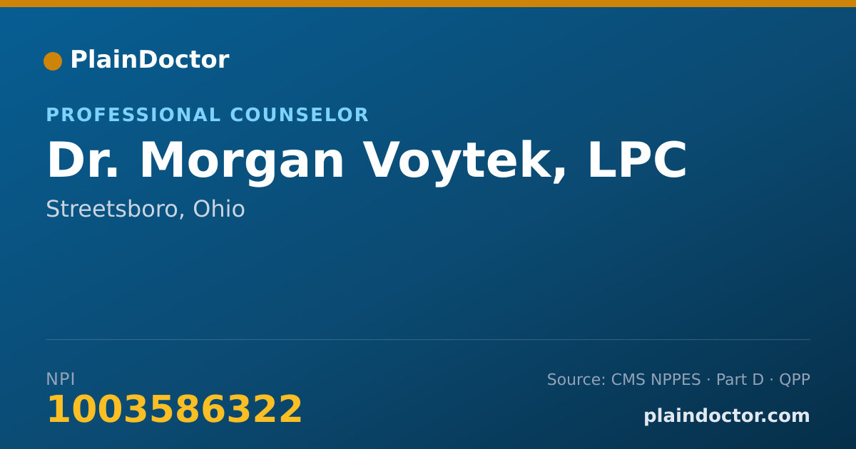 Shareable card for Morgan Voytek, LPC - Professional Counselor, Streetsboro, OH