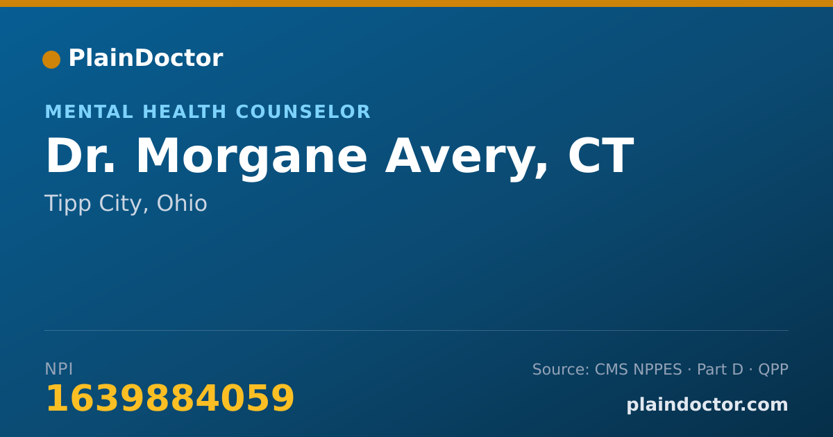 Shareable card for Morgane Avery, CT - Mental Health Counselor, Tipp City, OH