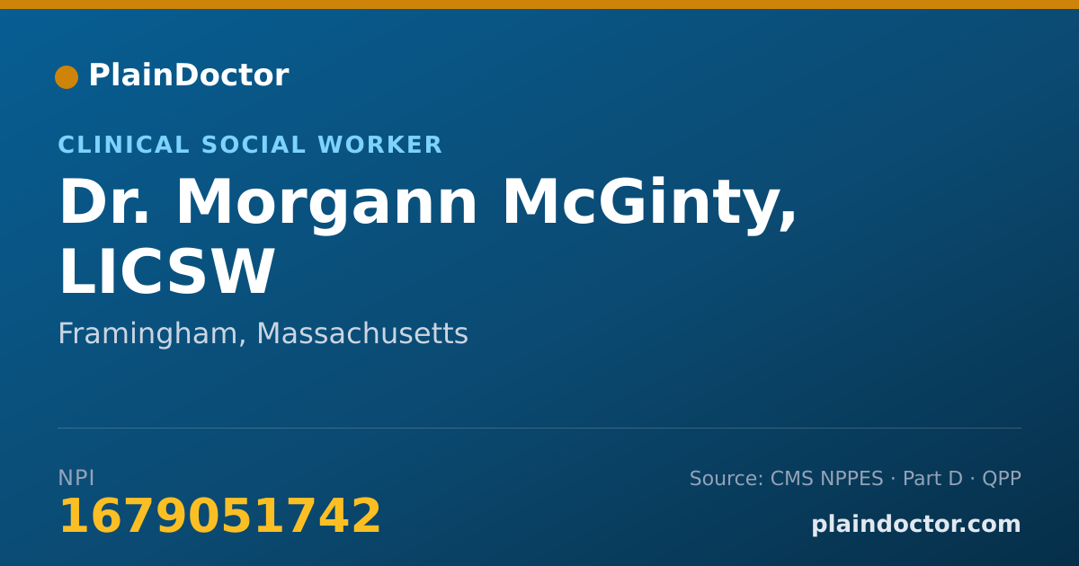 Shareable card for Morgann McGinty, LICSW - Clinical Social Worker, Framingham, MA