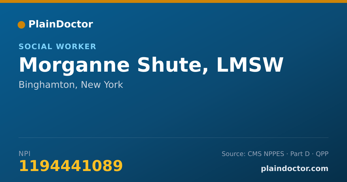 Shareable card for Morganne Shute, LMSW - Social Worker, Binghamton, NY