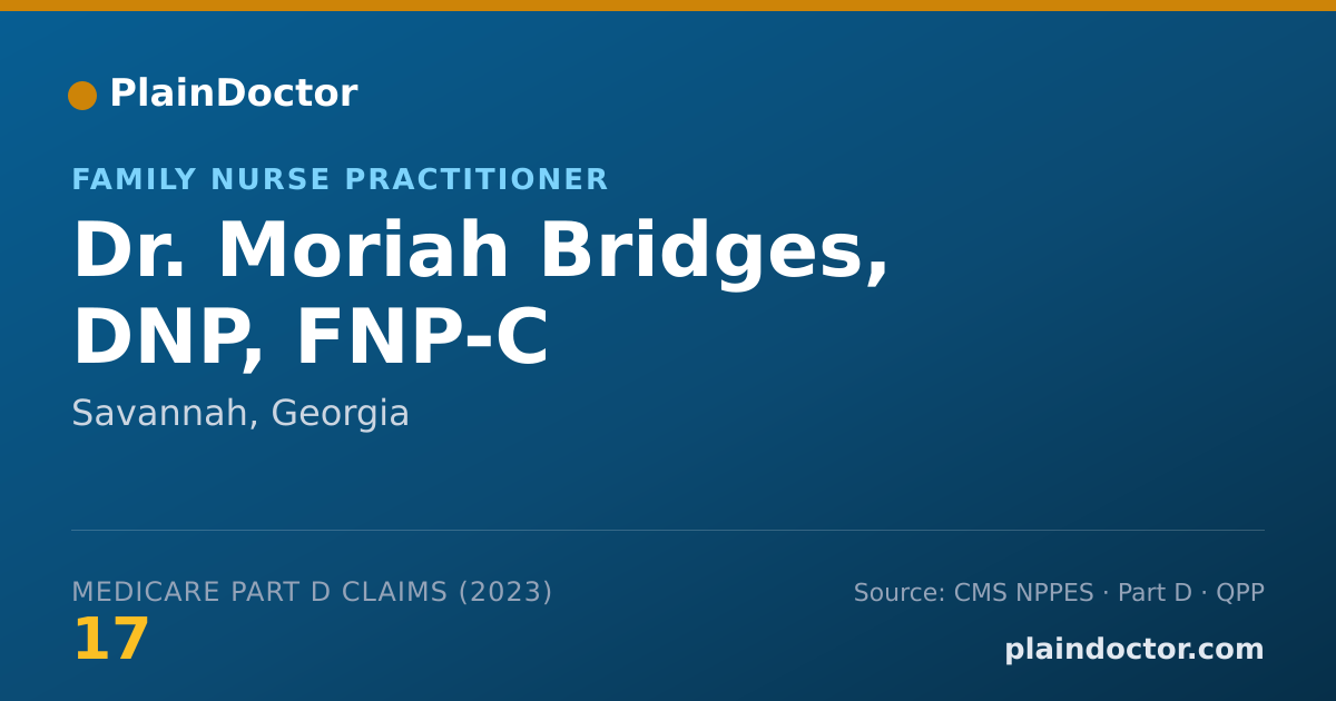 Shareable card for Moriah Bridges, DNP, FNP-C - Family Nurse Practitioner, Savannah, GA