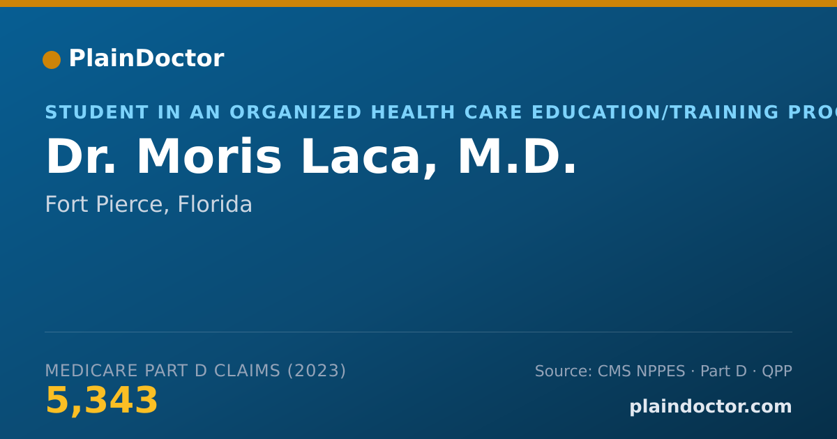 Shareable card for Moris Laca, M.D. - Student in an Organized Health Care Education/Training Program, Fort Pierce, FL
