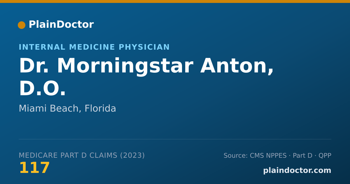 Shareable card for Morningstar Anton, D.O. - Internal Medicine Physician, Miami Beach, FL