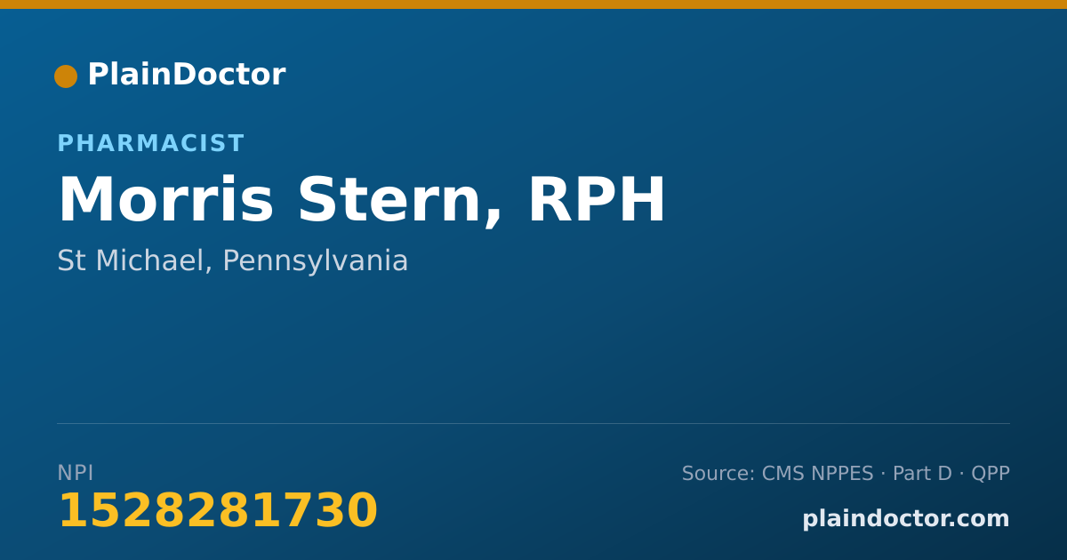 Shareable card for Morris Stern, RPH - Pharmacist, St Michael, PA