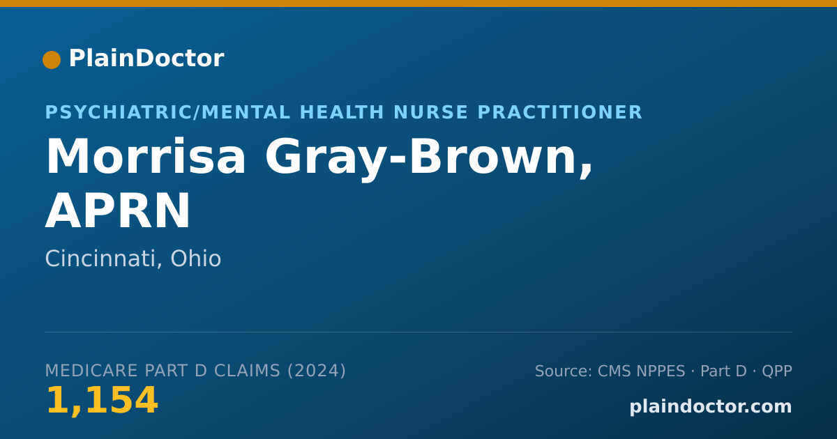 Shareable card for Morrisa Gray-Brown, APRN - Psychiatric/Mental Health Nurse Practitioner, Cincinnati, OH