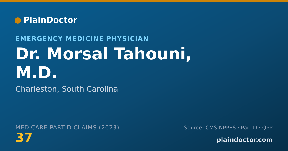 Shareable card for Morsal Tahouni, M.D. - Emergency Medicine Physician, Charleston, SC
