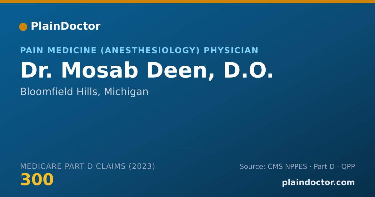 Shareable card for Mosab Deen, D.O. - Pain Medicine (Anesthesiology) Physician, Bloomfield Hills, MI