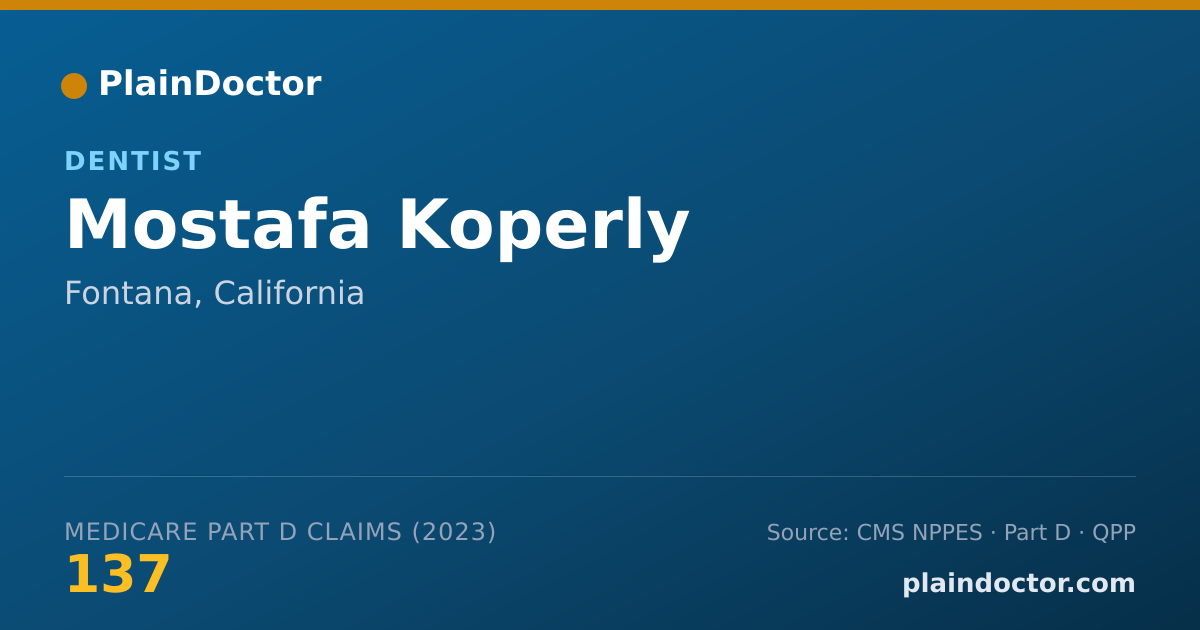 Shareable card for Mostafa Koperly - Dentist, Fontana, CA