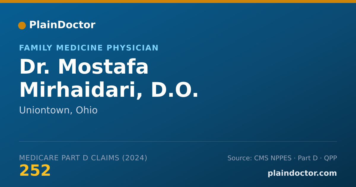 Shareable card for Mostafa Mirhaidari, D.O. - Family Medicine Physician, Uniontown, OH