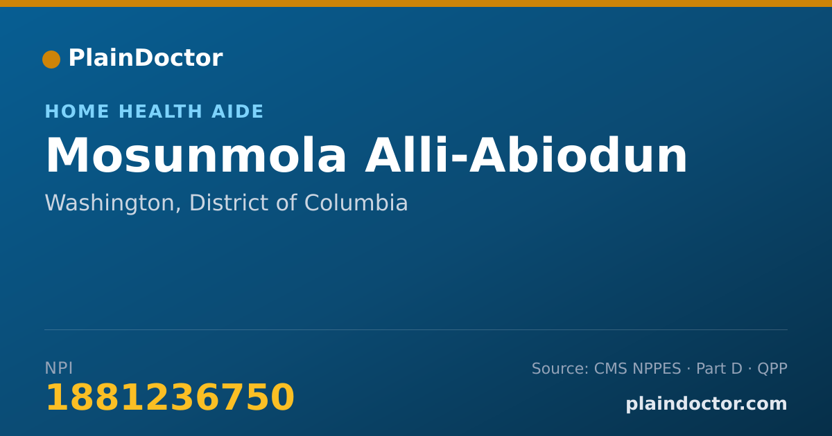 Shareable card for Mosunmola Alli-Abiodun - Home Health Aide, Washington, DC