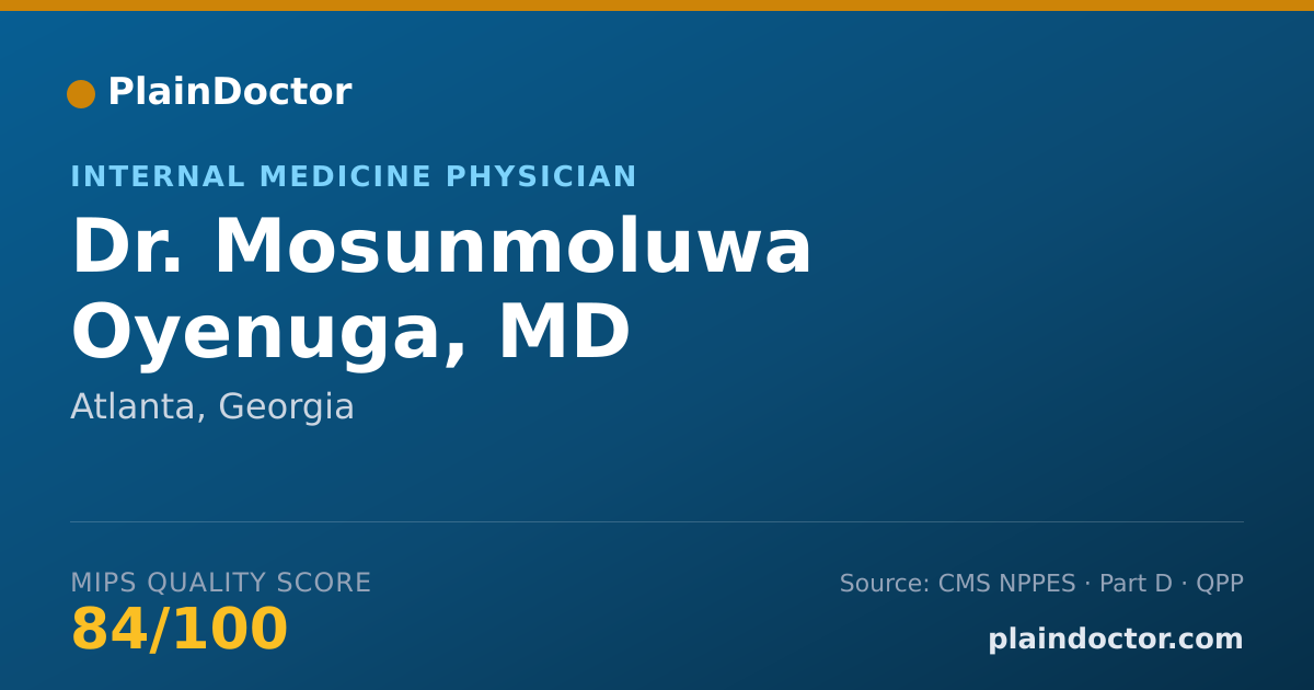 Shareable card for Mosunmoluwa Oyenuga, MD - Internal Medicine Physician, Atlanta, GA
