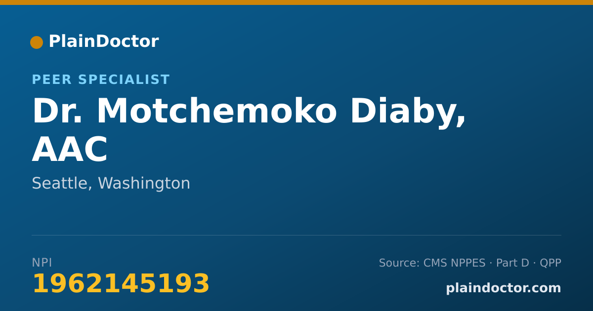 Shareable card for Motchemoko Diaby, AAC - Peer Specialist, Seattle, WA