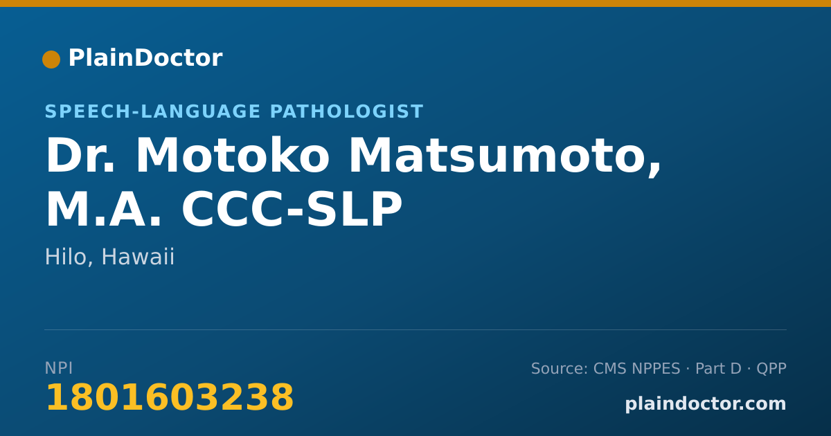Shareable card for Motoko Matsumoto, M.A. CCC-SLP - Speech-Language Pathologist, Hilo, HI